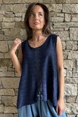  Benji Linen Panel Wave Vest Navy 